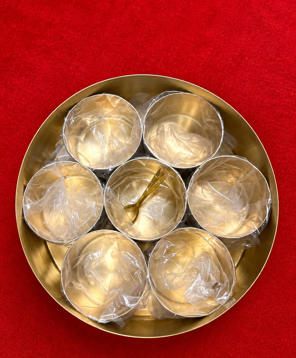 Brass Masala Box with Spoon | Traditional Spice Storage