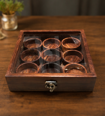 Indian Spice Box with 9 Containers