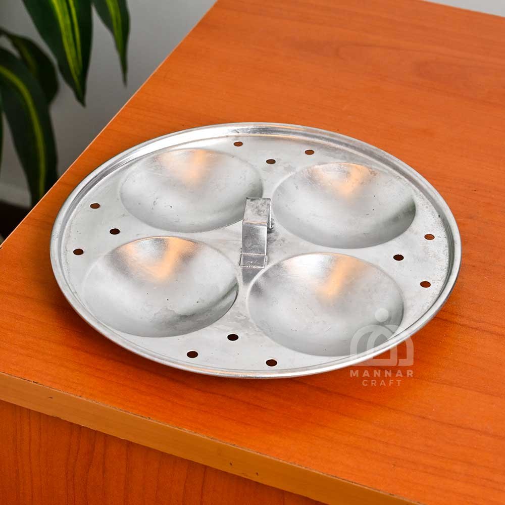 Kerala Model Polished Brass Idli Steamer – 9 Mould Traditional Brass Cooker with Extra Modak Plate