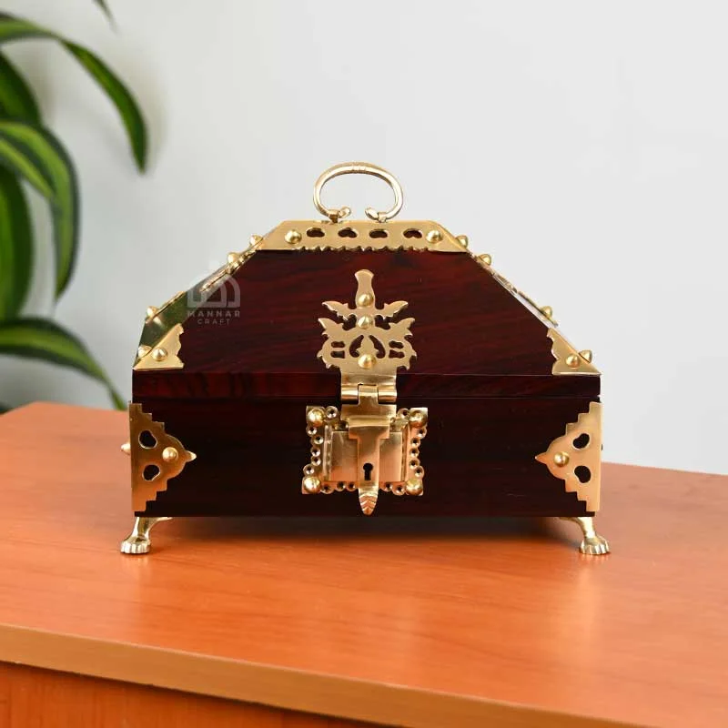 Nettoor Petti  | Rosewood Amadapetti Jewel Box | Handcrafted Kerala Wooden Treasure Box