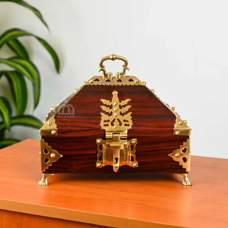 Nettoor Petti  | Rosewood Amadapetti Jewel Box | Handcrafted Kerala Wooden Treasure Box