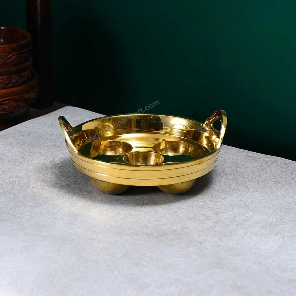 Bronze Paniyaram Pan (Polished) – Authentic Unniyappam Chatti for Perfect Ponganalu & Paddu - 3 Mould