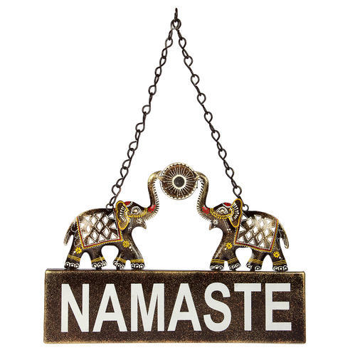 Metal Door Hanger - Namaste Elephant Welcome