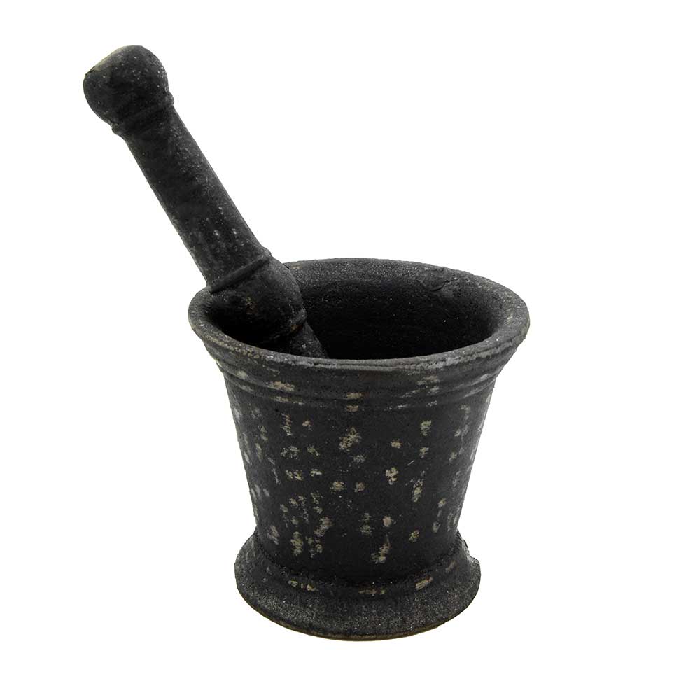 Pure Cast Iron Mortar Pestle Set for Grinding Spices, Mashing Herbs, Mixing Spices in Traditional Way at Home - Height 11 cm