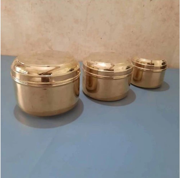 Brass storage combo tiffin box containers (With tin coating) 