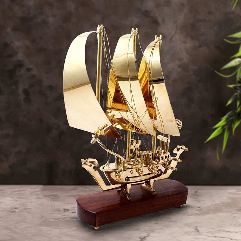Ship in Gold Brass & Wood for gifting and home decor