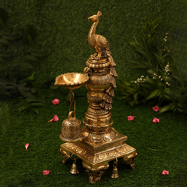 Peacock Deepa with Stand-21 Inch