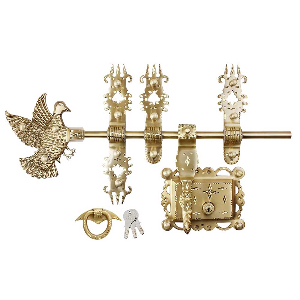 Manichitratazhu Aldrop Bird Head with Brass Matte Finish 16 mm Thick and 12-inch Wide Rod (Gold)