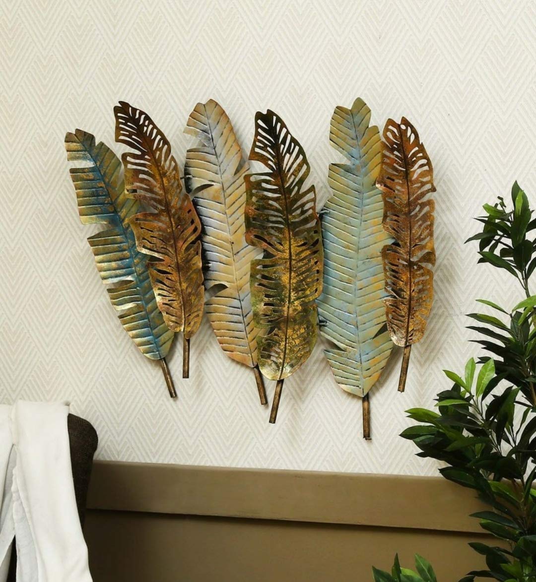 Antique iron leaf backlit LED wall art for wall decoration