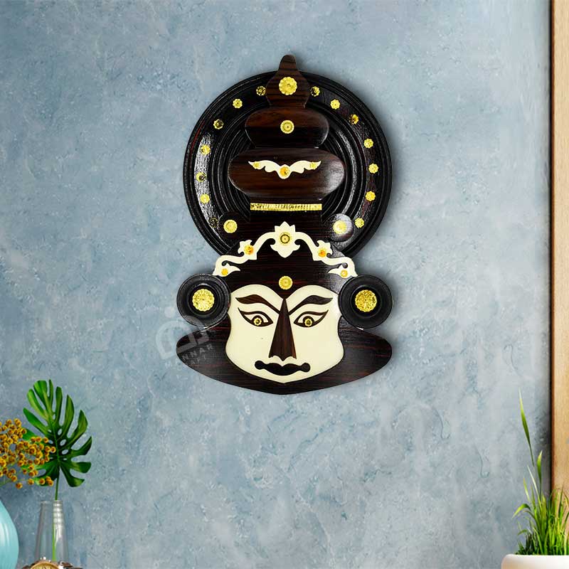 Handcrafted Kathakali Face Wall Hanging - Traditional Indian Art - ( 12 Inch)
