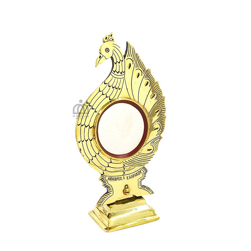 Aranmula kanandi (Metal Mirror) Round Peacock frame with stand 2.5 inch