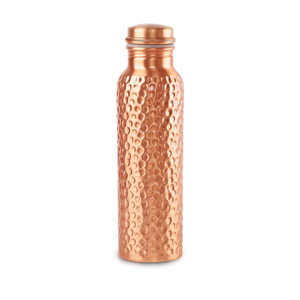 Seam Less Hammered Copper Water Bottle 600ml