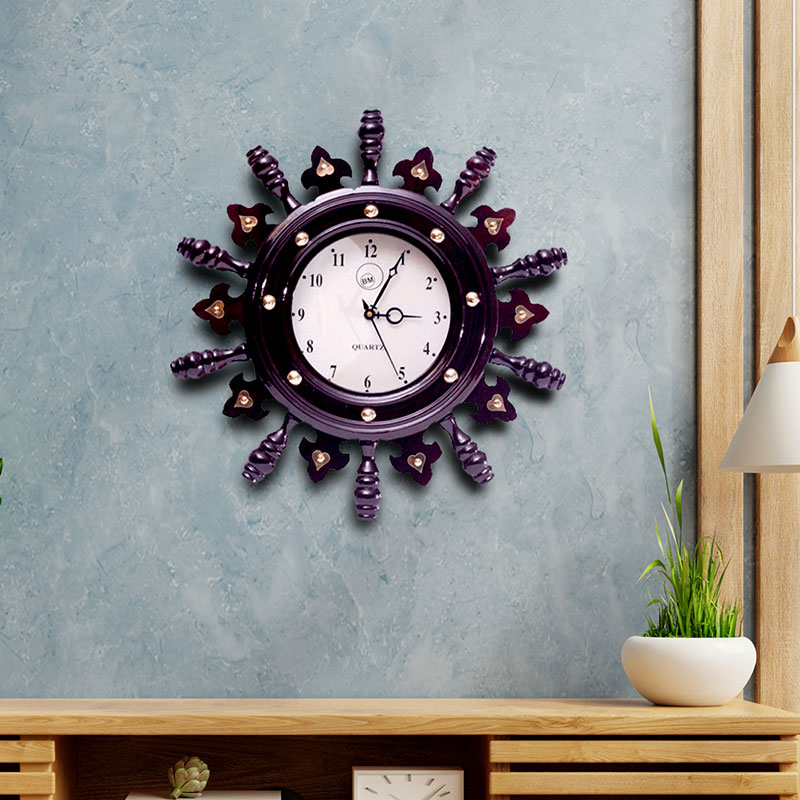 Handcrafted Wooden Wall Clock - Artistic Wheel - Rose Wood - BIG size