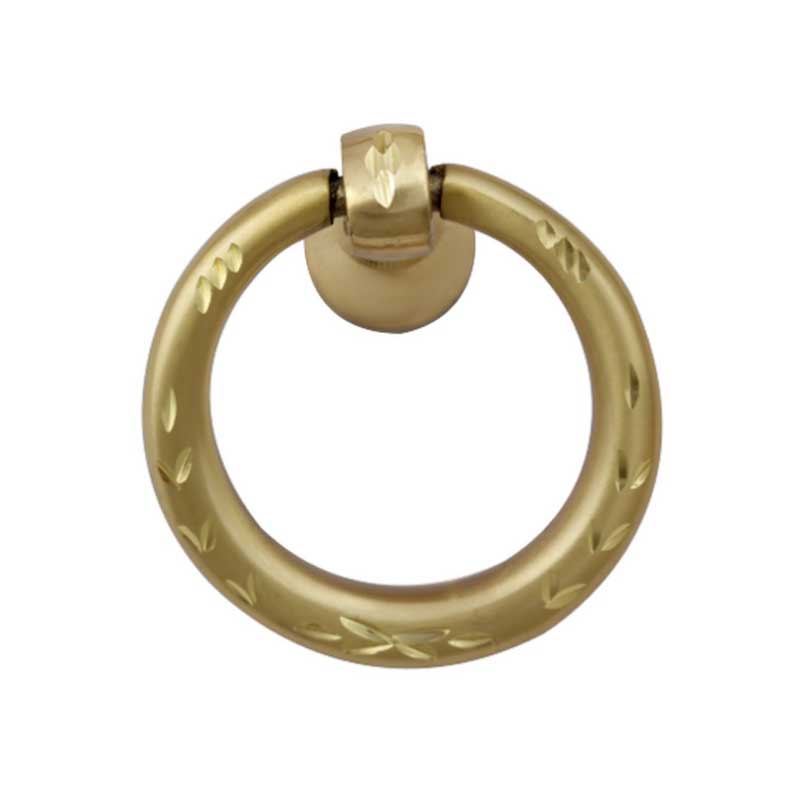 Brass Dome Door Ring Puller Small with Matt Diamond Cut Finish