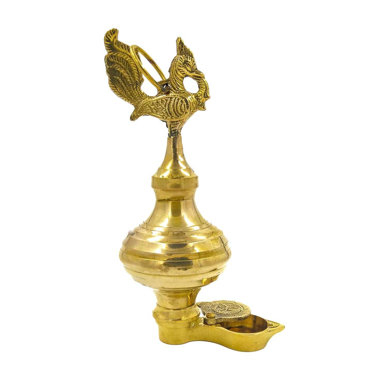 Keda Vilakku Hanging peacock oil lamp - Small-8inch