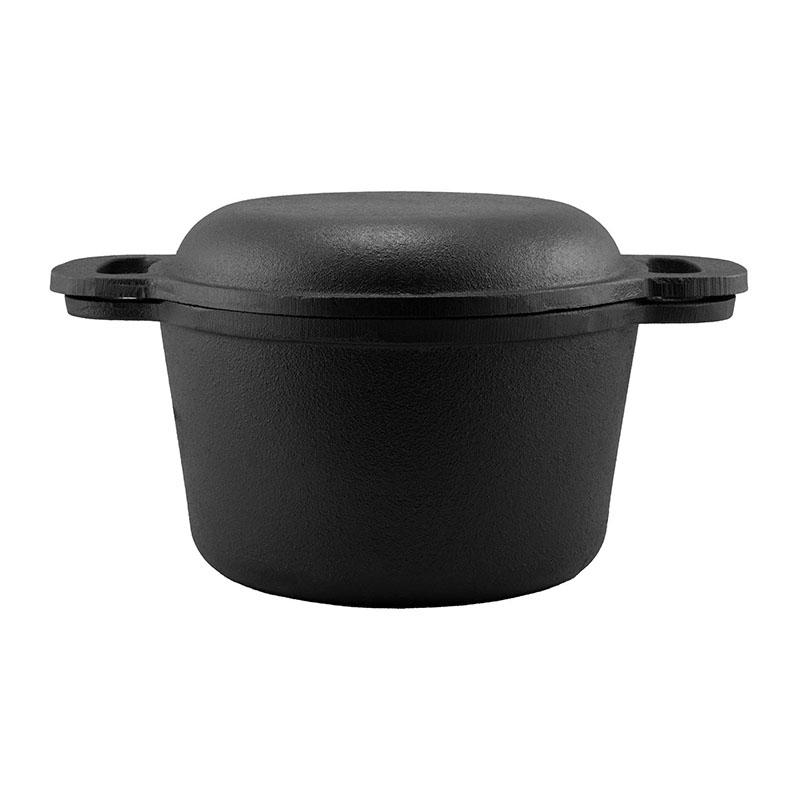 Pre-Seasoned Cast Iron Black Dutch Oven with Lid (3Litre Capacity) Compatible with Gas Stove, Induction, Oven
