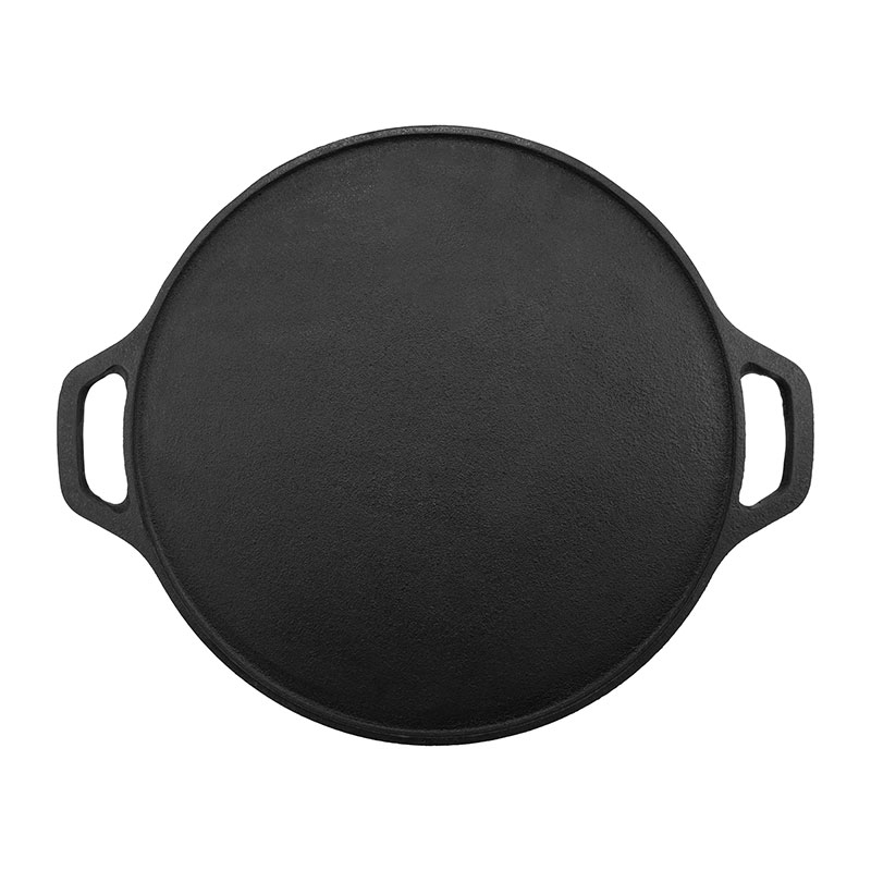 Cast Iron Double Handle Dosa Tawa 12 Inch Dia for Roti/Paratha/Dosa/Uttapam Compatible with Gas Stove, Induction, Oven, Pre-Seasoned (Black)